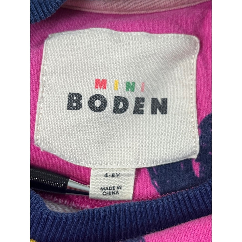Mini Boden Jersey Dress Girls Size 4-5Y Pink Black Cat Print long sleeve - Picture 2 of 9